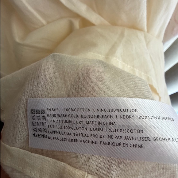 En Saison Cream Floral Smocked Tie-Front Midi Dress with Peach and Olive Accents - Picture 7 of 8